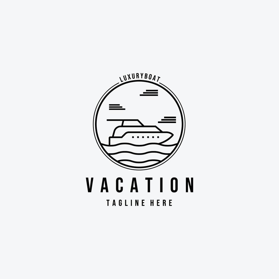 embleem lijntekeningen jacht vakantie logo vector illustratie ontwerp icon