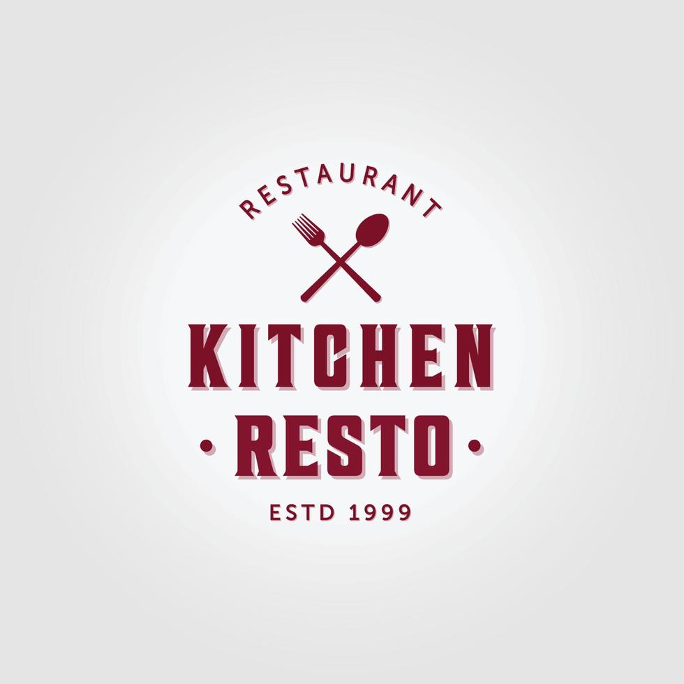 logo keuken resto pictogram vintage print vector illustratie ontwerp lepel vork concept