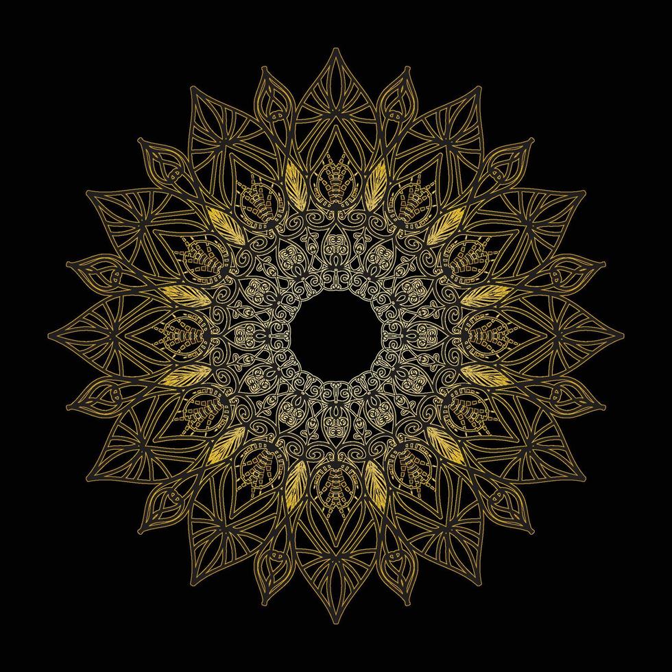 zwart en goud mandala bloem vector