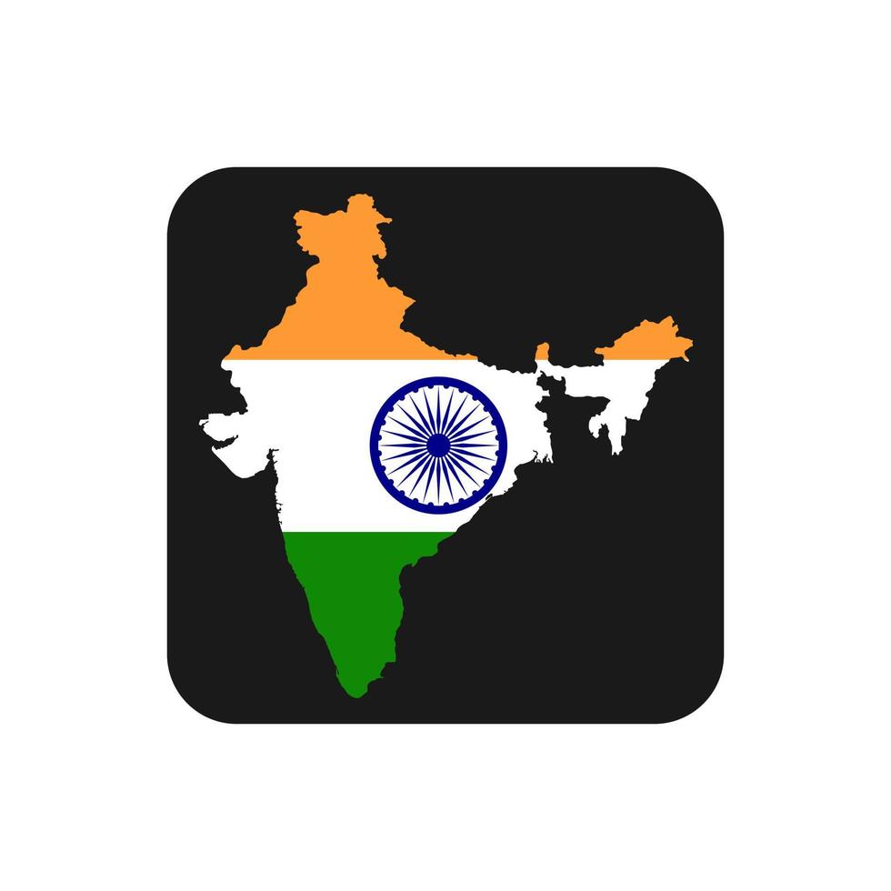 India kaart silhouet met vlag op zwarte achtergrond vector