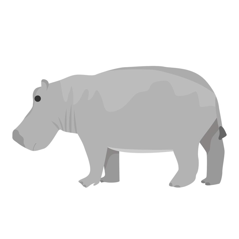 Afrikaanse nijlpaard in vlakke stijl geïsoleerd op een witte achtergrond vector