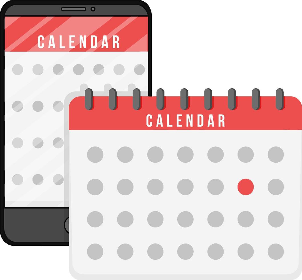 kalender en tablet pictogram op witte achtergrond vector