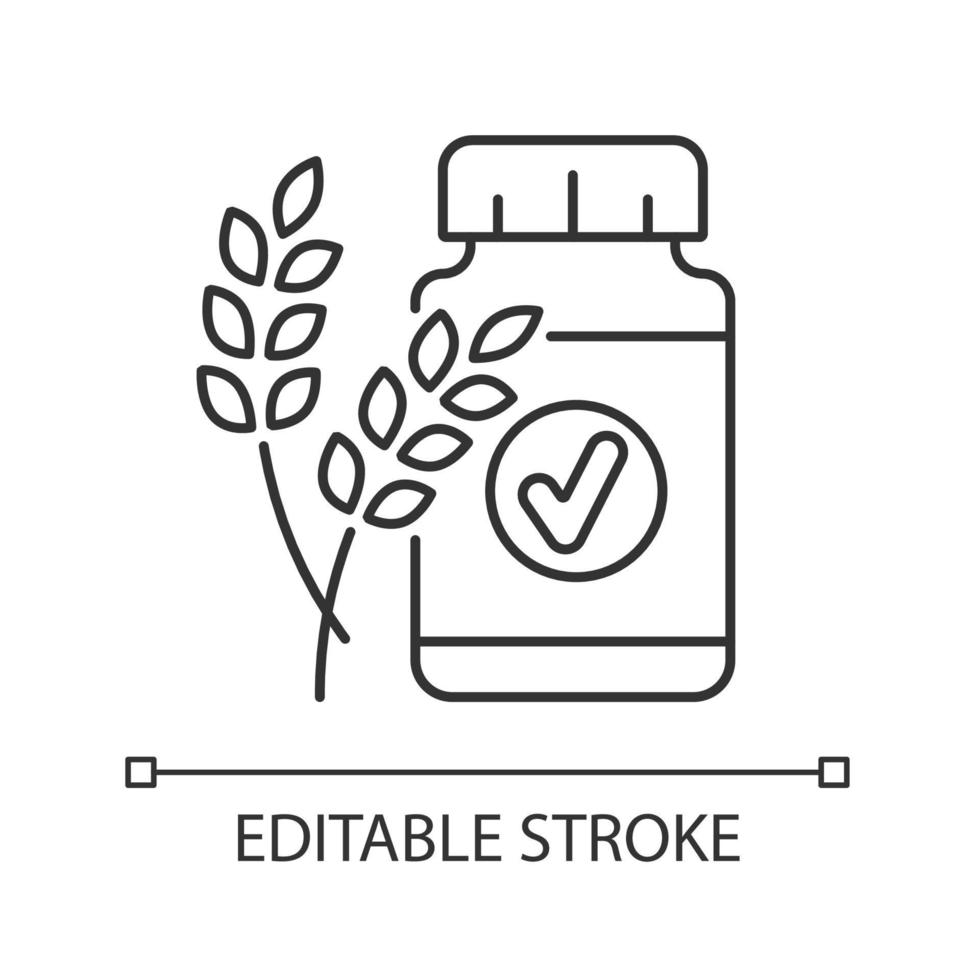 vezel lineaire pictogram. gezonde spijsvertering supplementen. dieetproducten om het gewicht te beheersen. dunne lijn aanpasbare illustratie. contour symbool. vector geïsoleerde overzichtstekening. bewerkbare streek