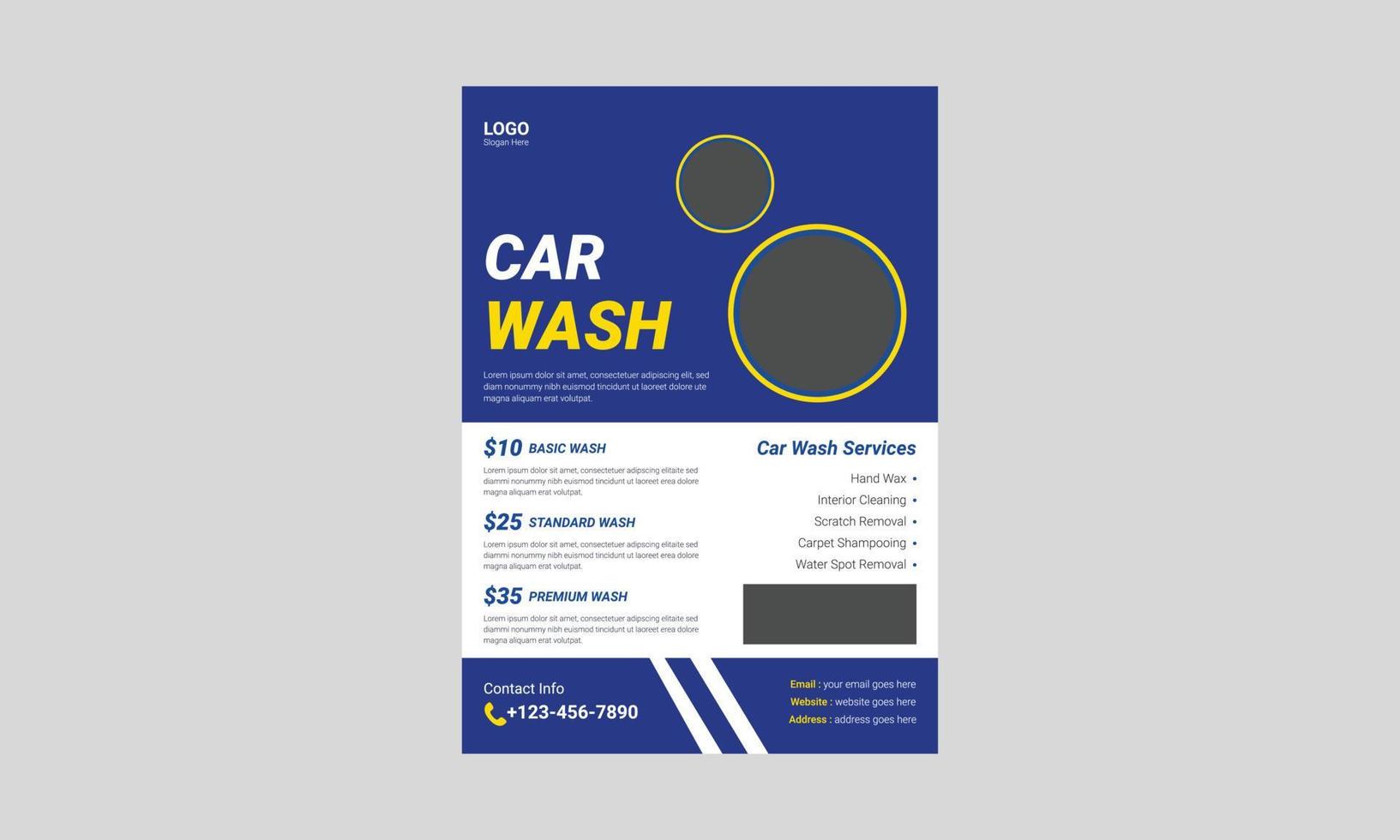 car wash flyer sjabloonontwerp. schoonmaakservice poster folderontwerp. a4 carwash en schoonmaakservice flyer, omslag, brochureontwerp, afdruksjabloon voor vectoren