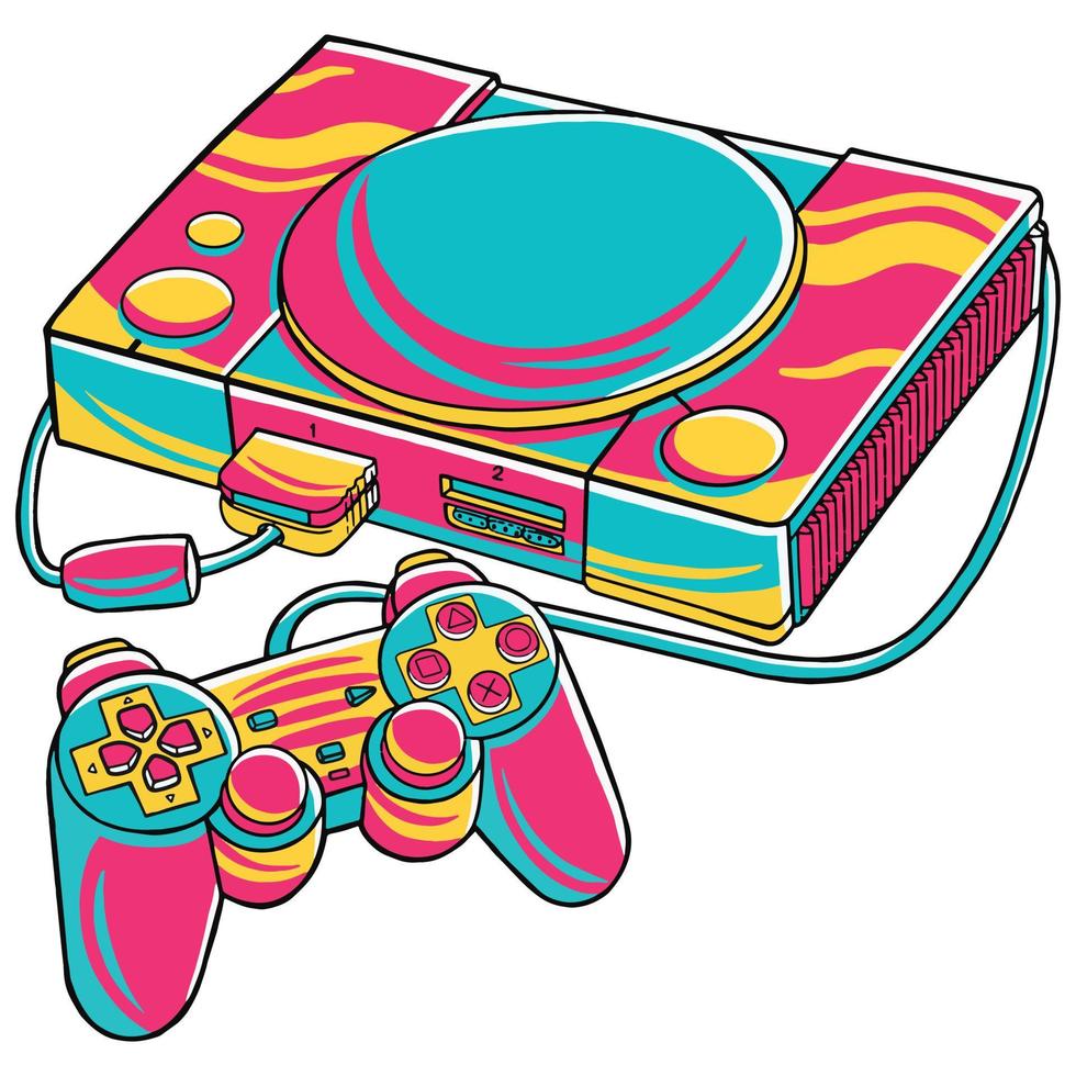 playstation in platte ontwerpstijl vector