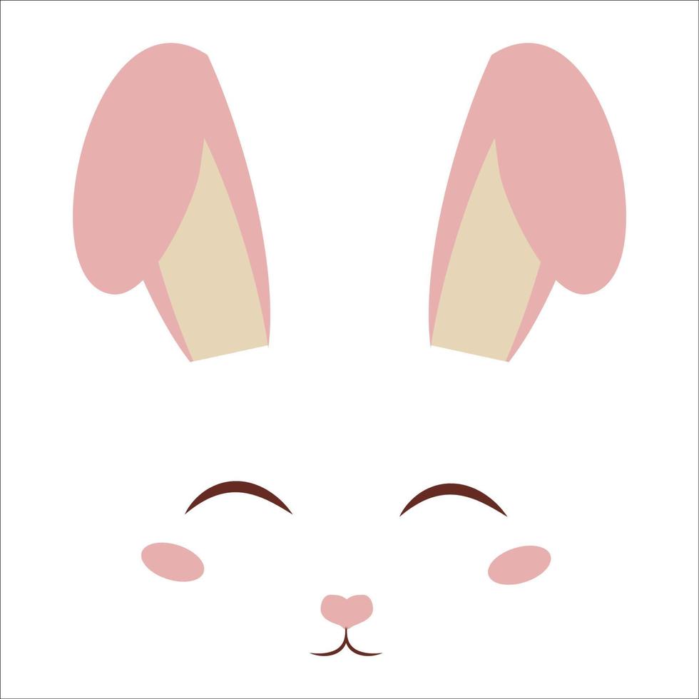 schattig, lief konijntje gezicht met oren, decoratie in cartoon stijl geïsoleerd op een witte achtergrond. mode print, schattig karakter konijn. Pasen groeten. vector illustratie
