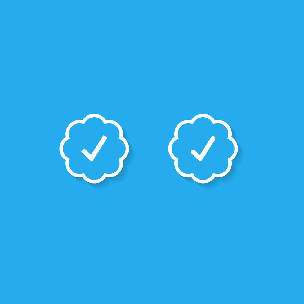 blauwe vinkje, sociale media vink pictogram vector in vlakke stijl