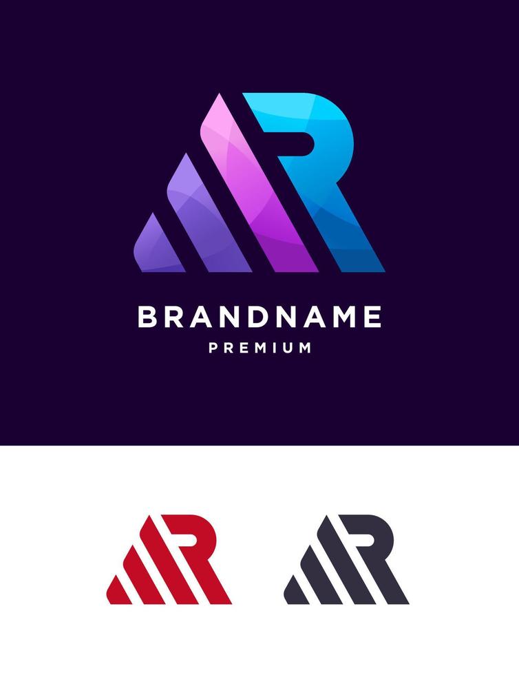 monogram brief ar logo sjabloon. 3D-briefsjabloon ar-logo vector