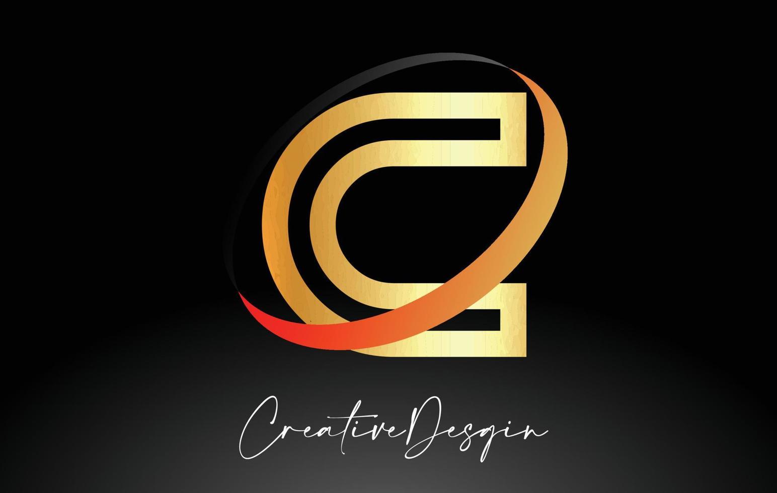 overzicht letter c logo ontwerp in zwarte en gouden kleuren vector icon