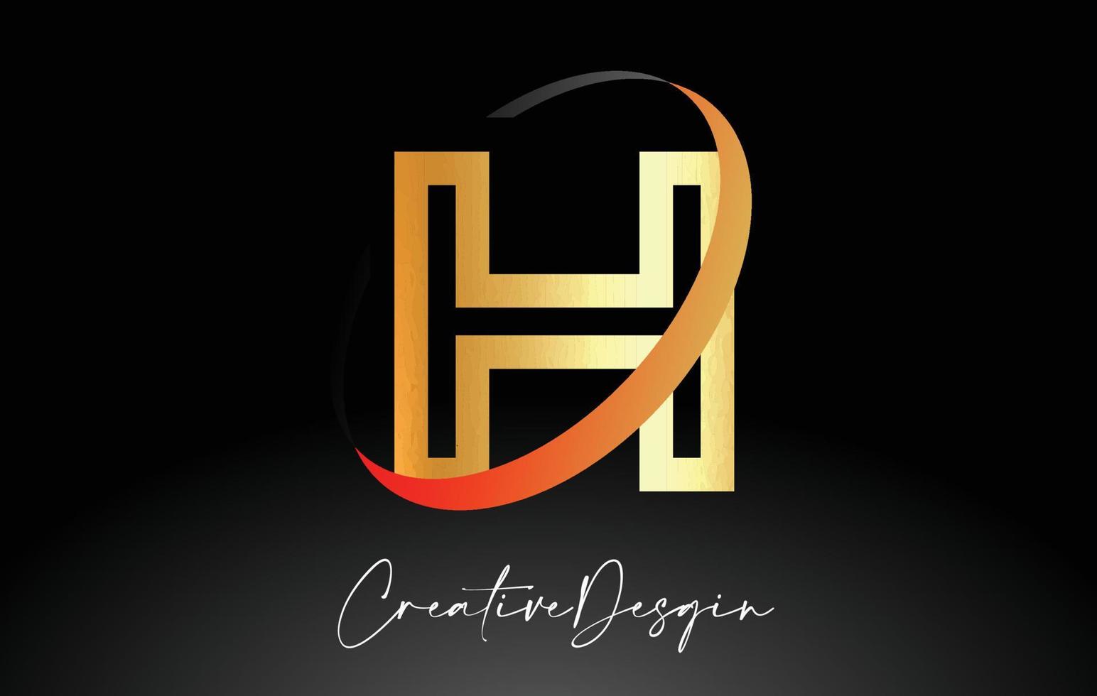 overzicht letter h logo ontwerp in zwarte en gouden kleuren vector icon