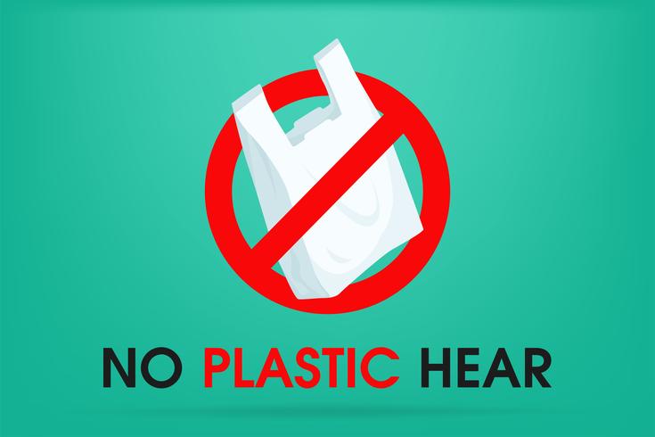 Ideeën om vervuiling te verminderen Zeg nee tegen plastic tas Dat is de reden waarom het broeikaseffect. De campagne om het gebruik van plastic zakken te verminderen. vector