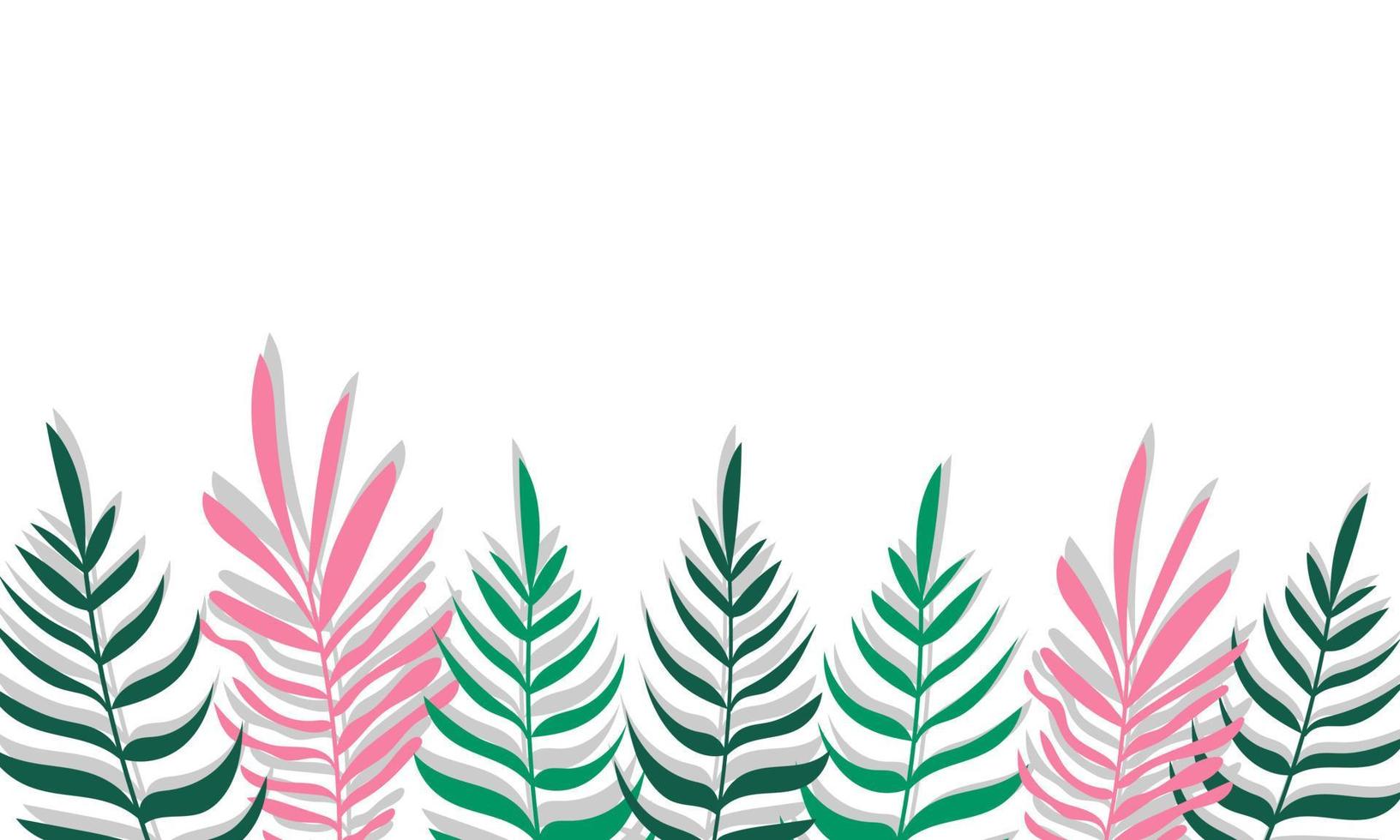 planten minimalistische vector banner. hand getekende bloemen, gras, takken, bladeren op een witte achtergrond. groen eenvoudig horizontaal patroon. eenvoudige vlakke stijl. alle elementen zijn geïsoleerd en bewerkbaar