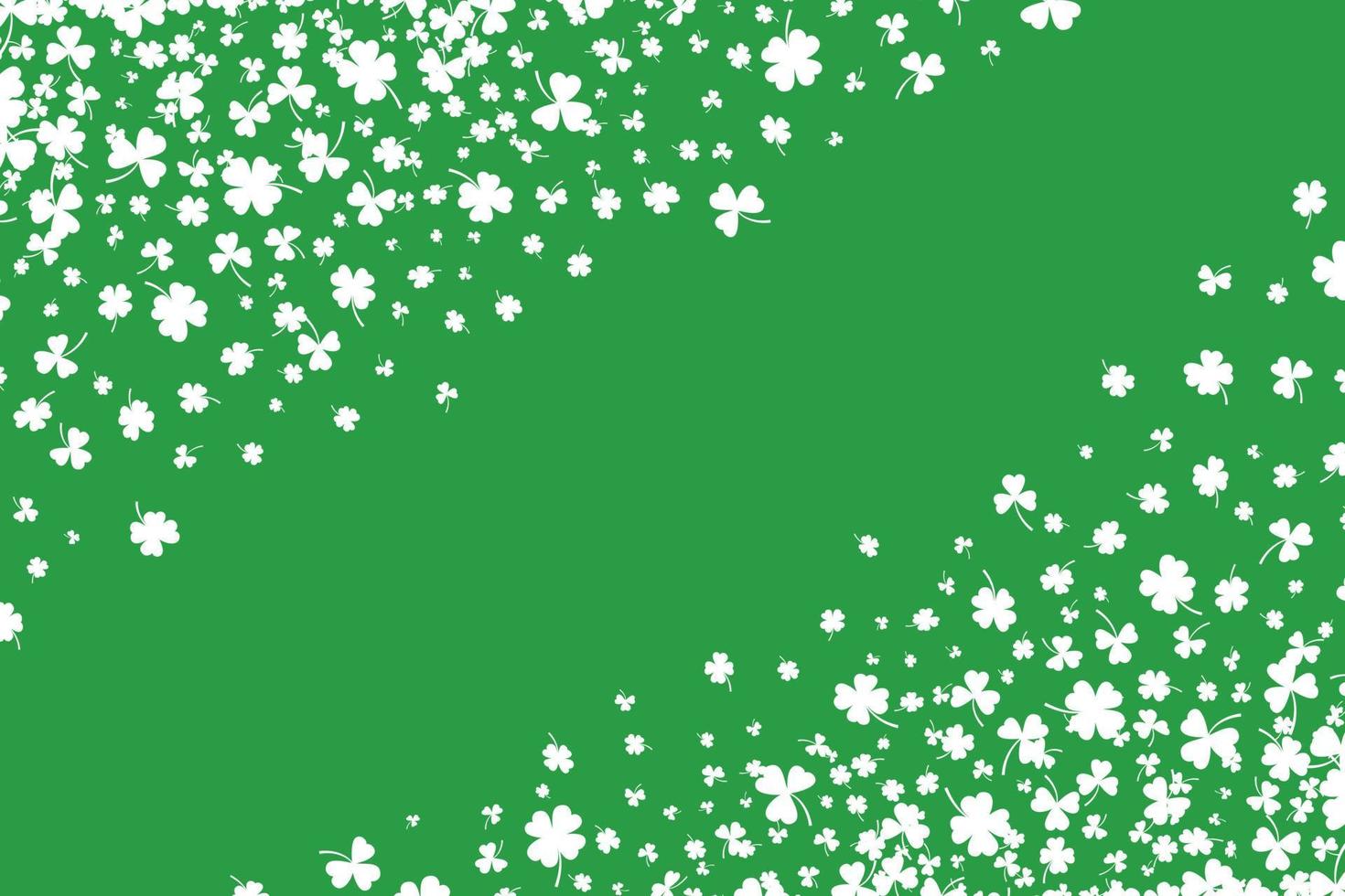 shamrock of witte klaver verlaat patroon achtergrond platte ontwerp vectorillustratie geïsoleerd op groene achtergrond. vector