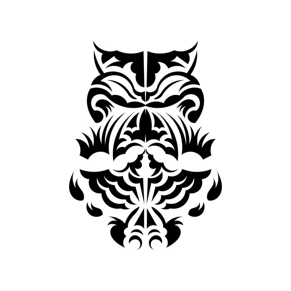 zwart-wit tiki-masker. traditioneel decorpatroon uit Polynesië en Hawaï. geïsoleerd op een witte achtergrond. vlakke stijl. vector. vector