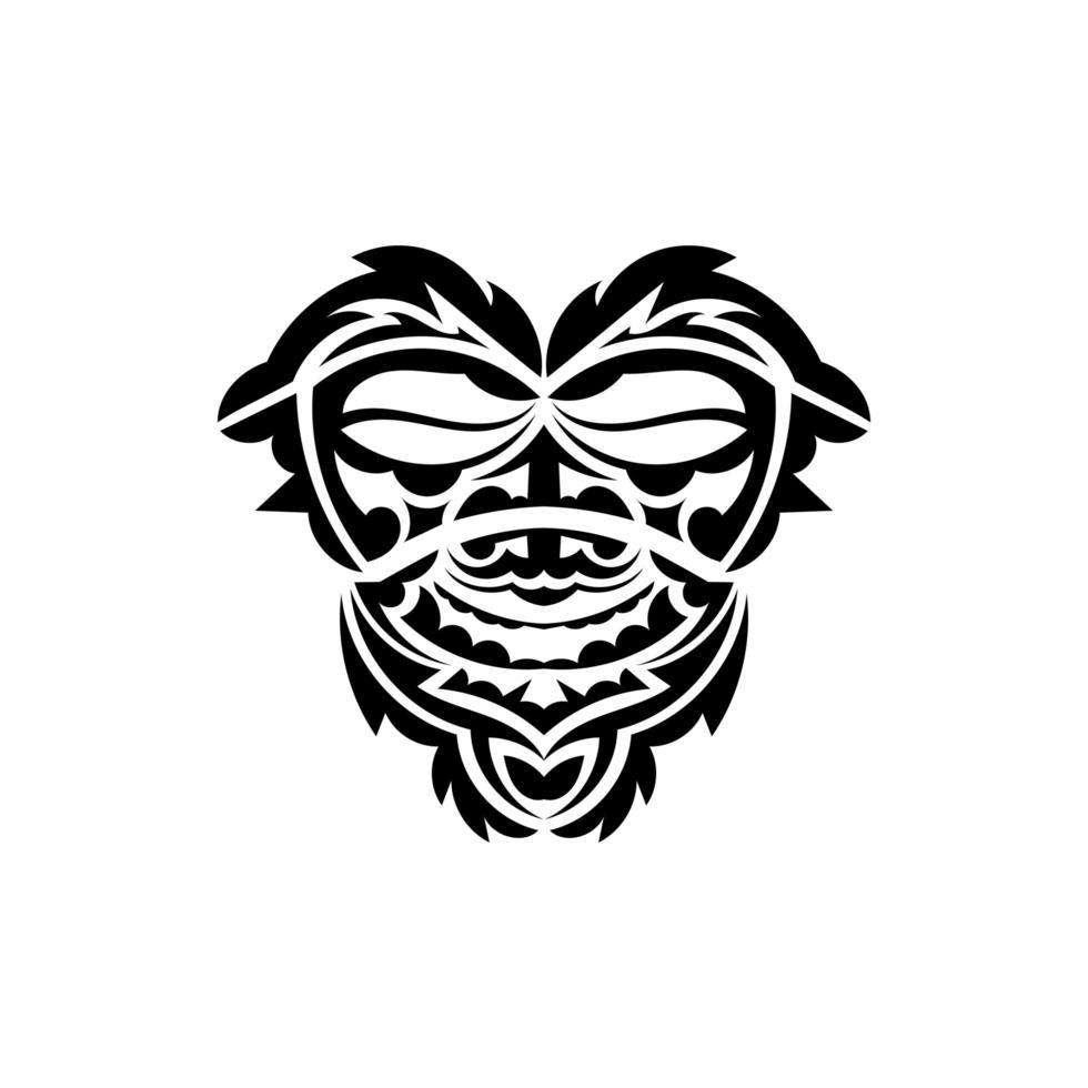 samoerai masker. traditioneel totemsymbool. zwarte tatoeage in maori-stijl. geïsoleerd op een witte achtergrond. hand getekende vectorillustratie. vector