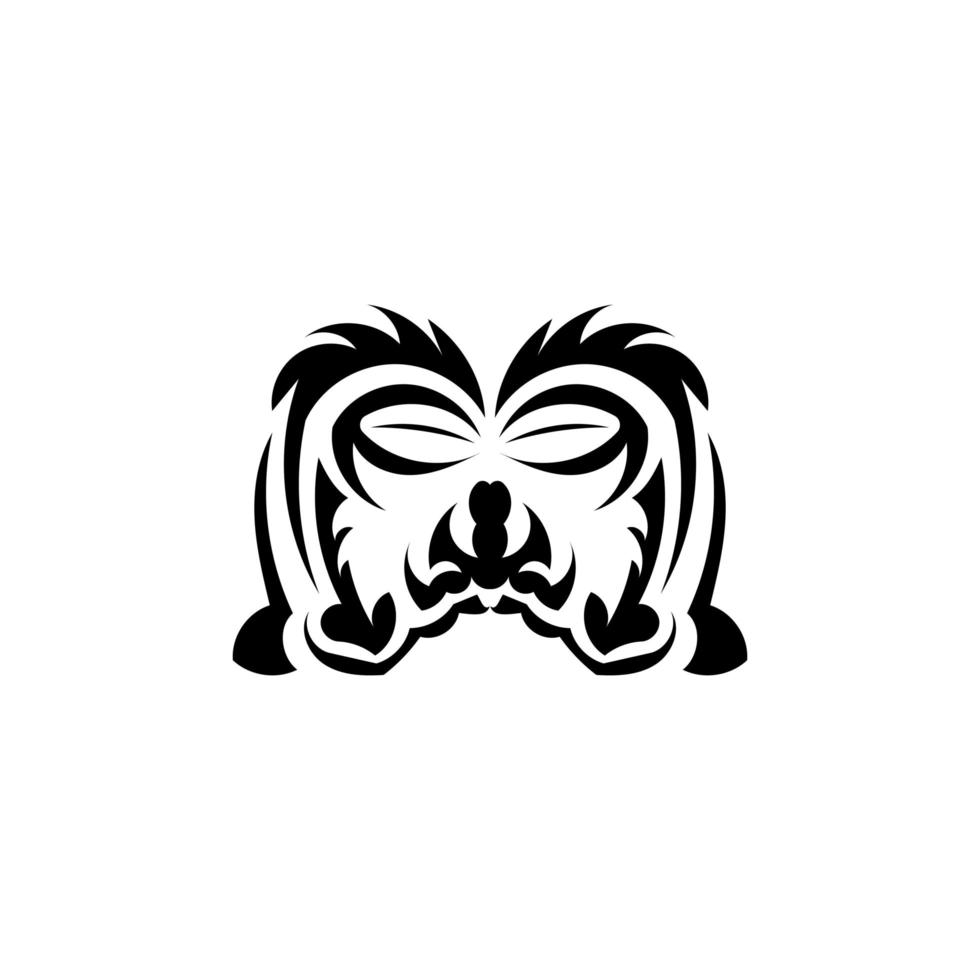 zwart-wit tiki-masker. angstaanjagende maskers in het lokale ornament van Polynesië. geïsoleerd op een witte achtergrond. klaar tattoo-sjabloon. vector. vector