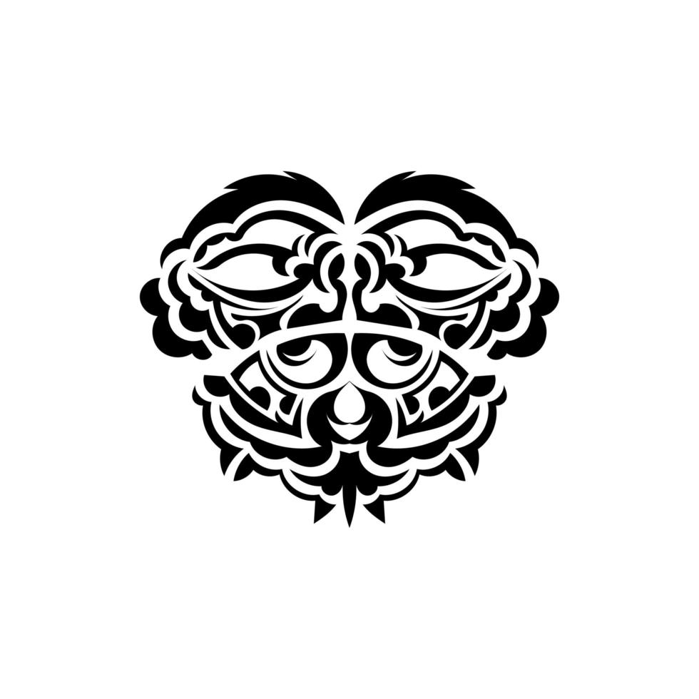 samoerai masker. traditioneel totemsymbool. zwarte tatoeage in Samoaanse stijl. geïsoleerd. hand getekende vectorillustratie. vector