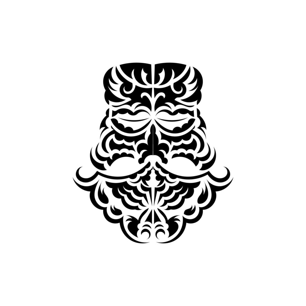 tiki masker ontwerp. angstaanjagende maskers in het lokale ornament van Polynesië. geïsoleerd op een witte achtergrond. klaar tattoo-sjabloon. vector. vector