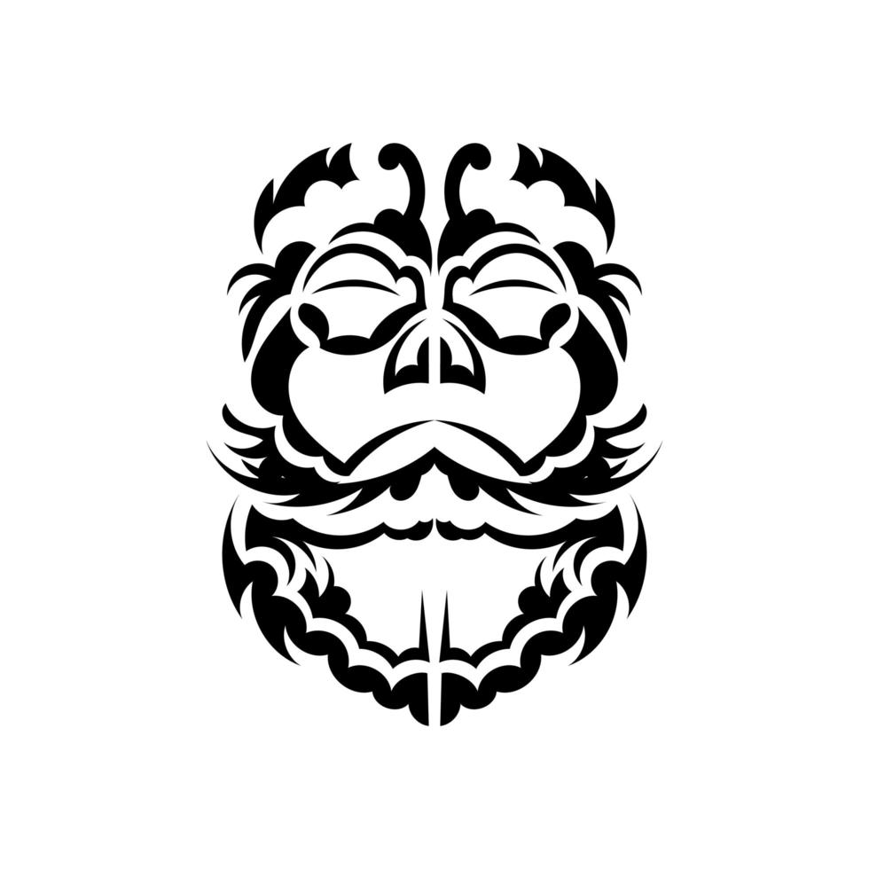 maori masker. angstaanjagende maskers in het lokale ornament van Polynesië. geïsoleerd op een witte achtergrond. klaar tattoo-sjabloon. vectorillustratie. vector