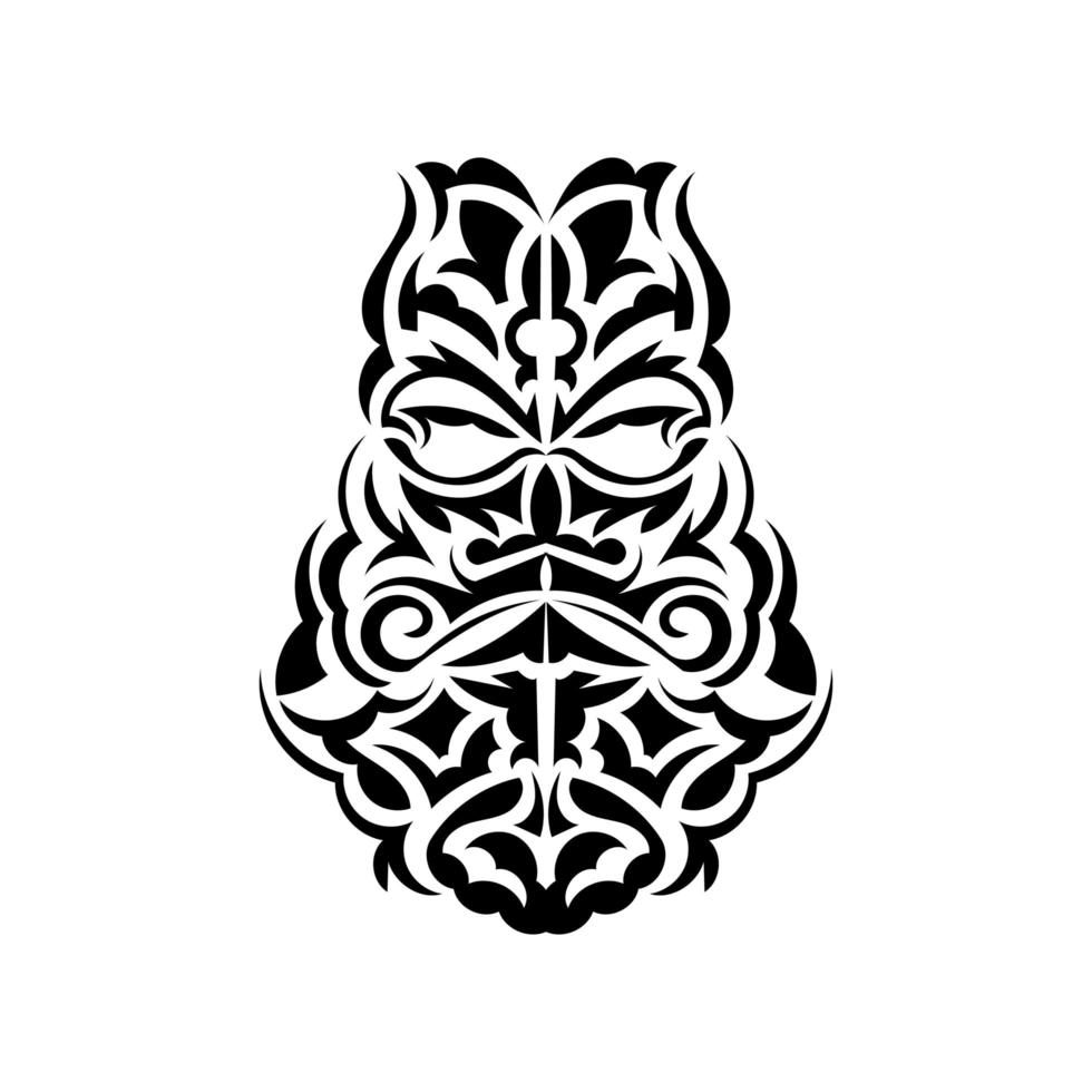 zwart-wit tiki-masker. inheemse Polynesiërs en Hawaiiaanse tikiillustratie in zwart-wit. geïsoleerd. tatoeage schets. vectorillustratie. vector
