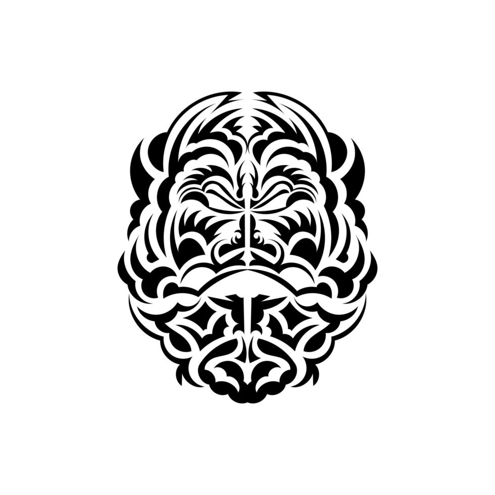 tiki masker ontwerp. traditioneel decorpatroon uit Polynesië en Hawaï. geïsoleerd op een witte achtergrond. tatoeage schets. vectorillustratie. vector