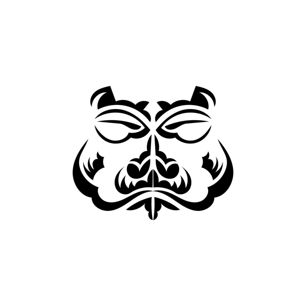 zwart-wit tiki-masker. angstaanjagende maskers in het lokale ornament van Polynesië. geïsoleerd op een witte achtergrond. vlakke stijl. vector. vector