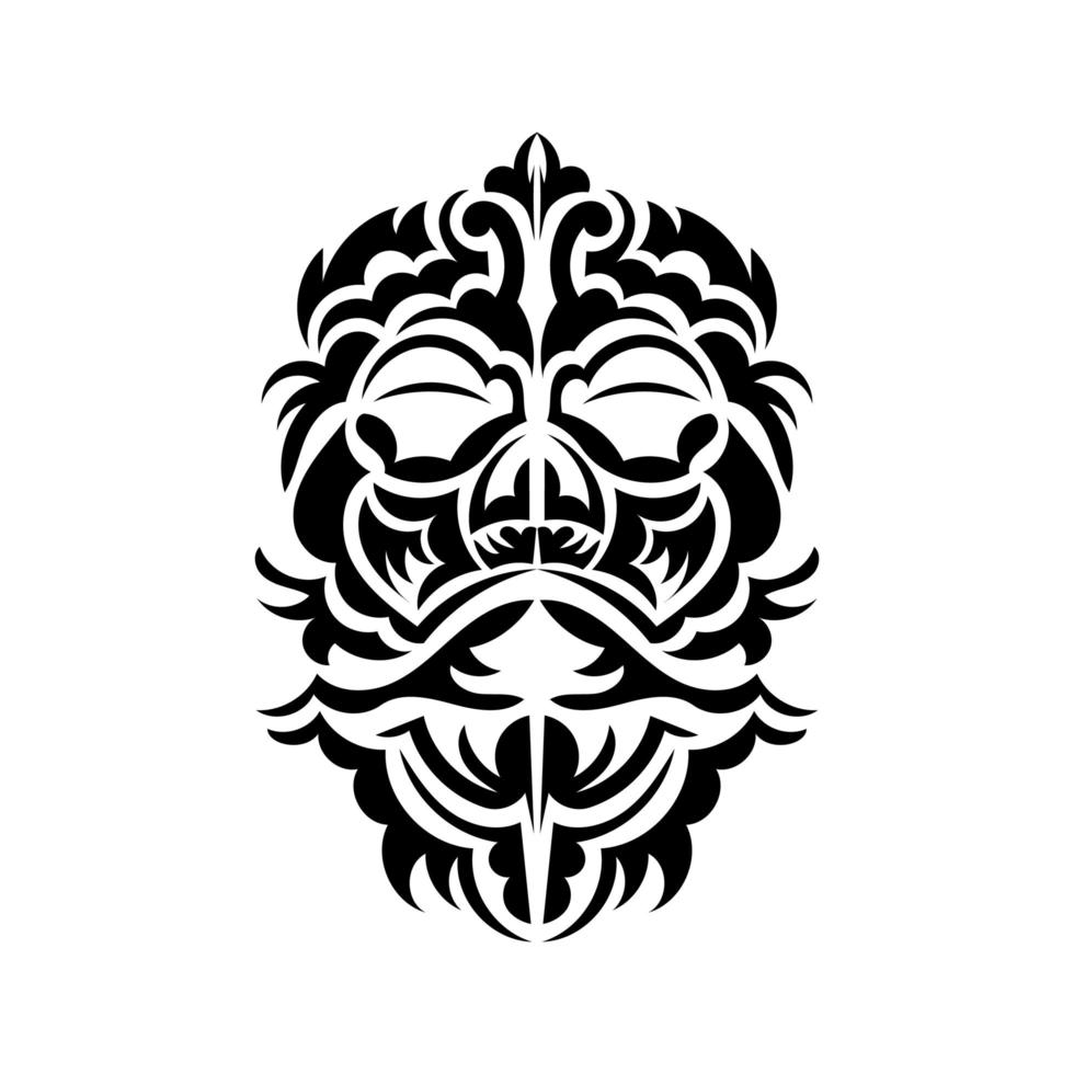 tiki masker ontwerp. angstaanjagende maskers in het lokale ornament van Polynesië. geïsoleerd op een witte achtergrond. vlakke stijl. vectorillustratie. vector