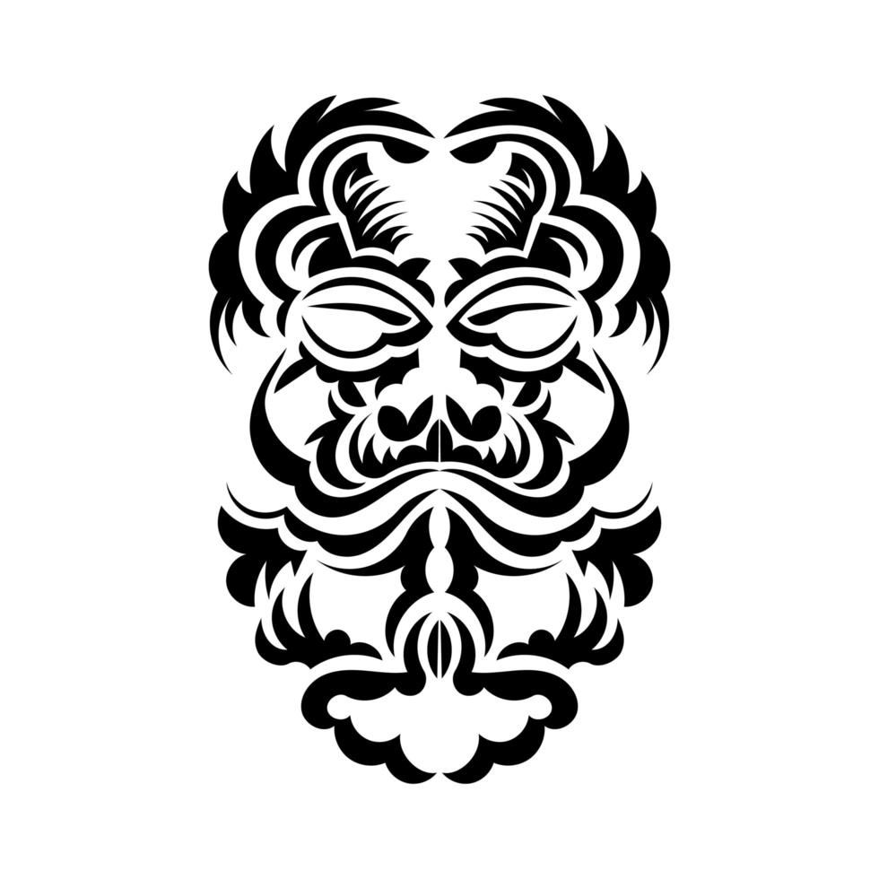 zwart-wit tiki-masker. traditioneel decorpatroon uit Polynesië en Hawaï. geïsoleerd. vlakke stijl. vector. vector