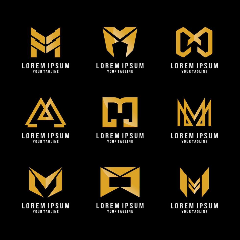 m brief logo sjabloon vector set