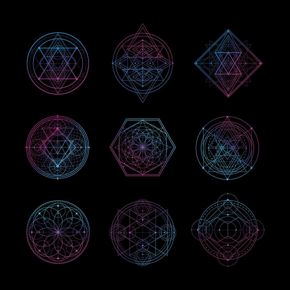 heilige geometrie bord met neonkleur vector