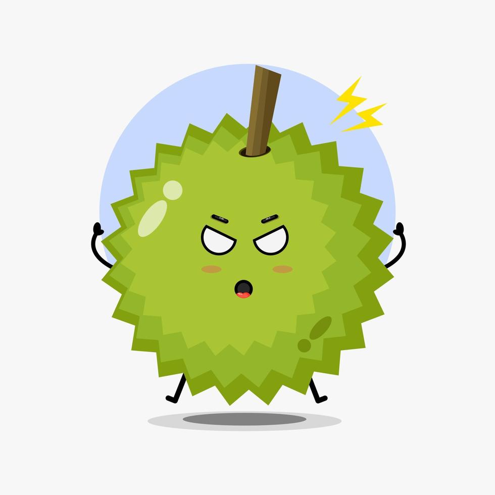 schattig durian karakter is boos vector
