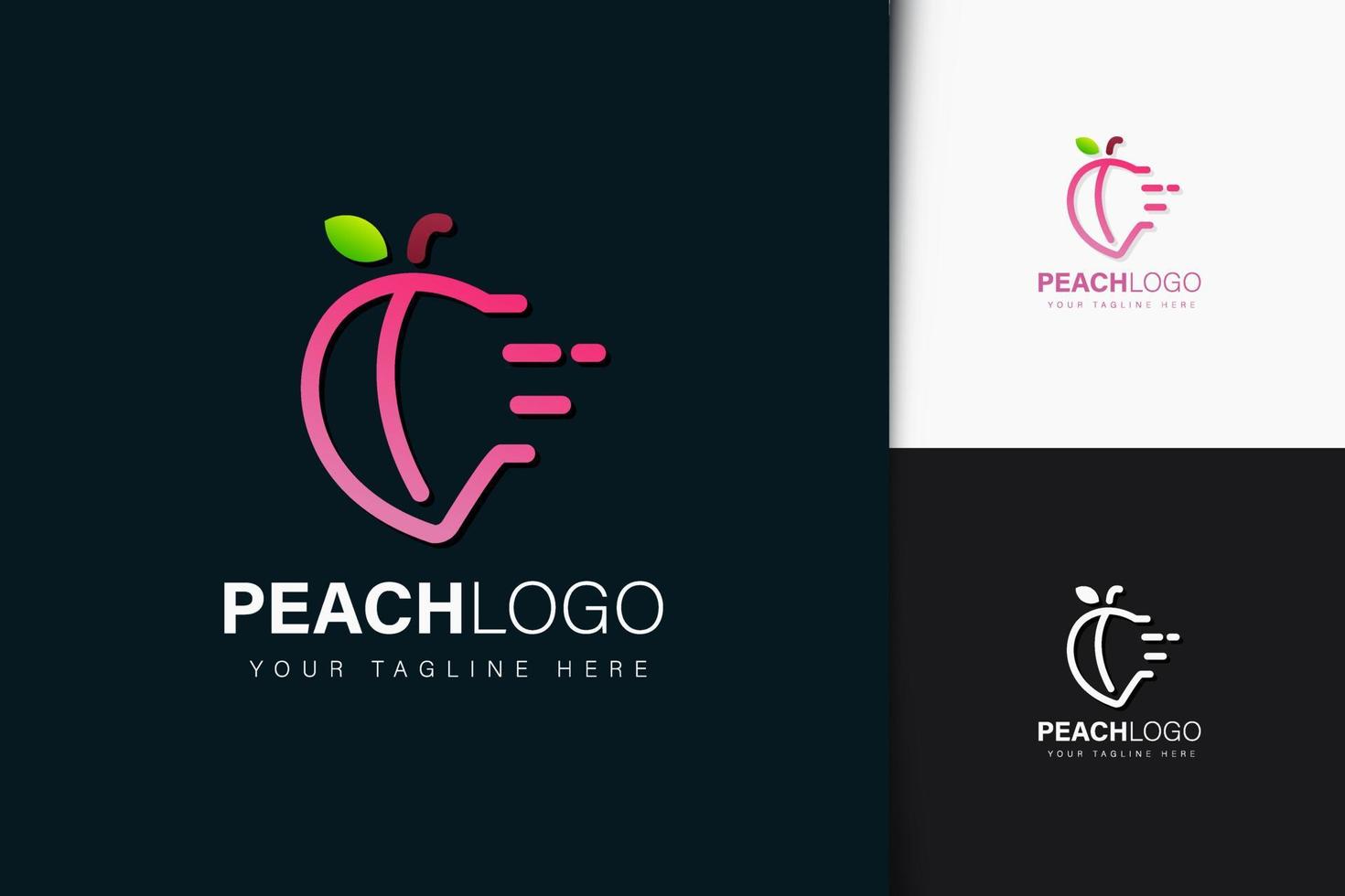 perzik logo-ontwerp met verloop vector