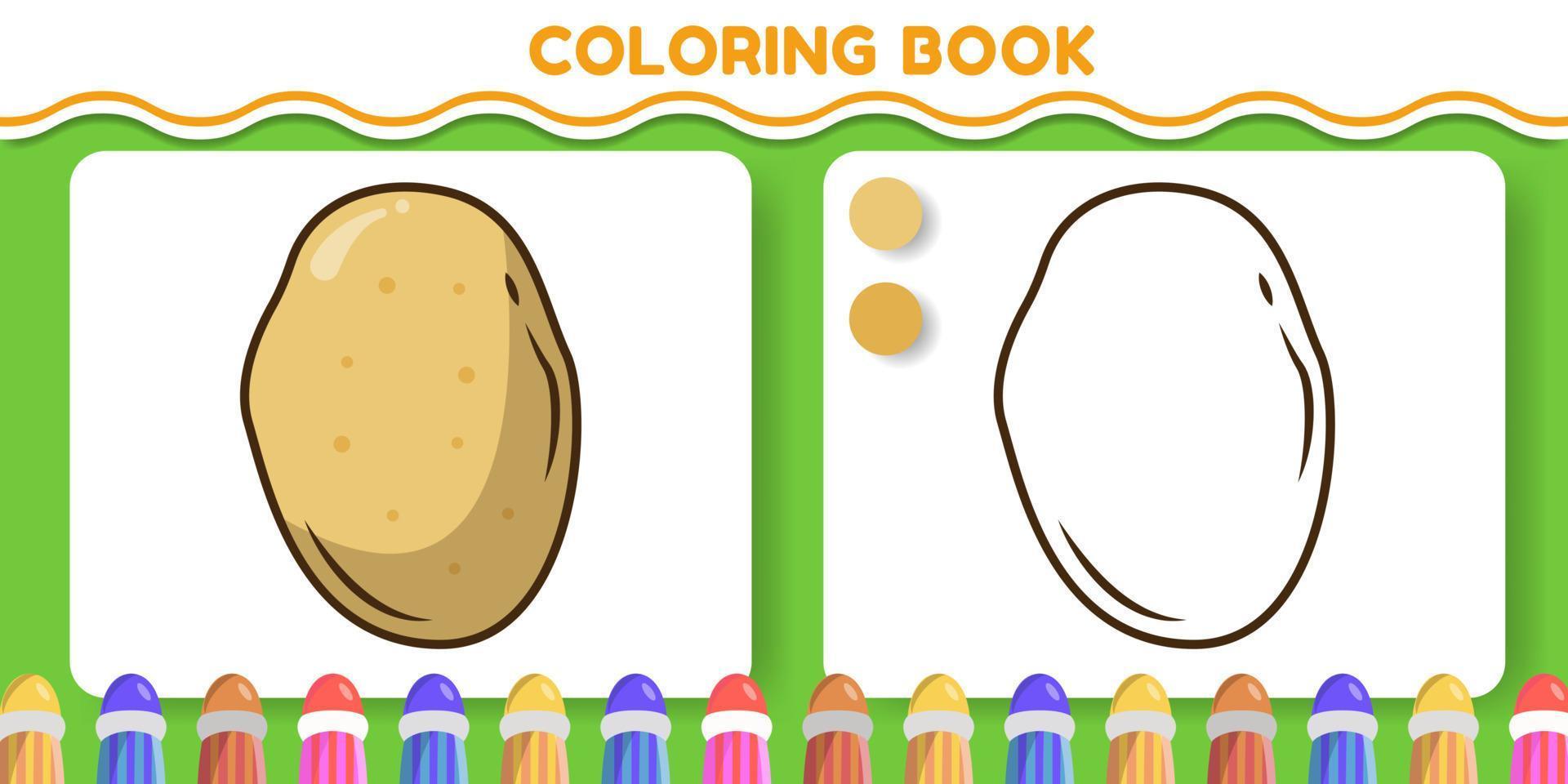 kleurrijke en zwart-witte aardappel handgetekende cartoon doodle kleurboek voor kinderen vector