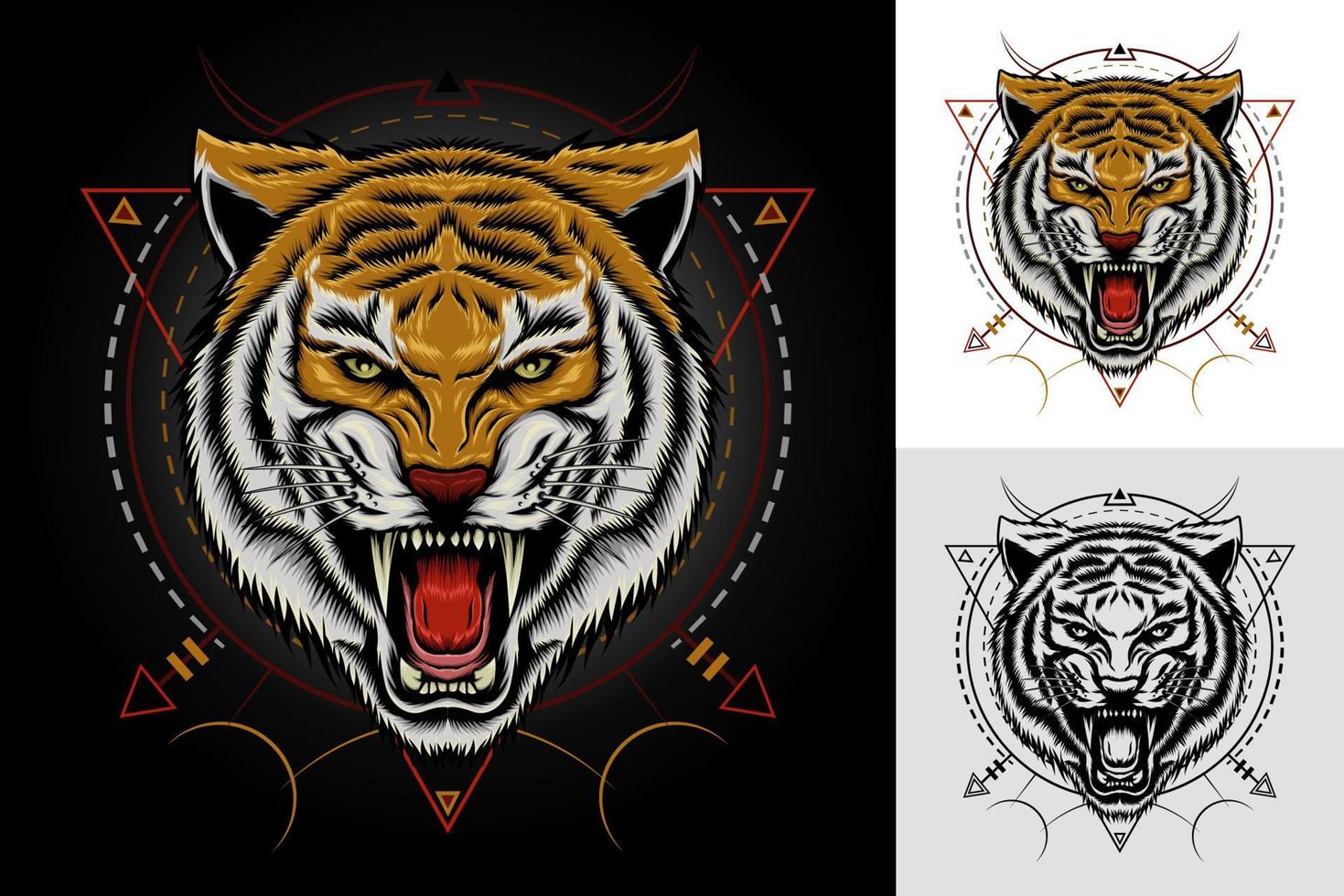 logo tijger vector. tijger hoofd illustratie. ontwerp voor t-shirt, mascotte, logo team, sport, metaaldruk, kunst aan de muur, sticker vector