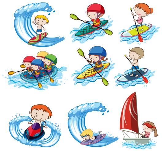 Een set watersporten vector