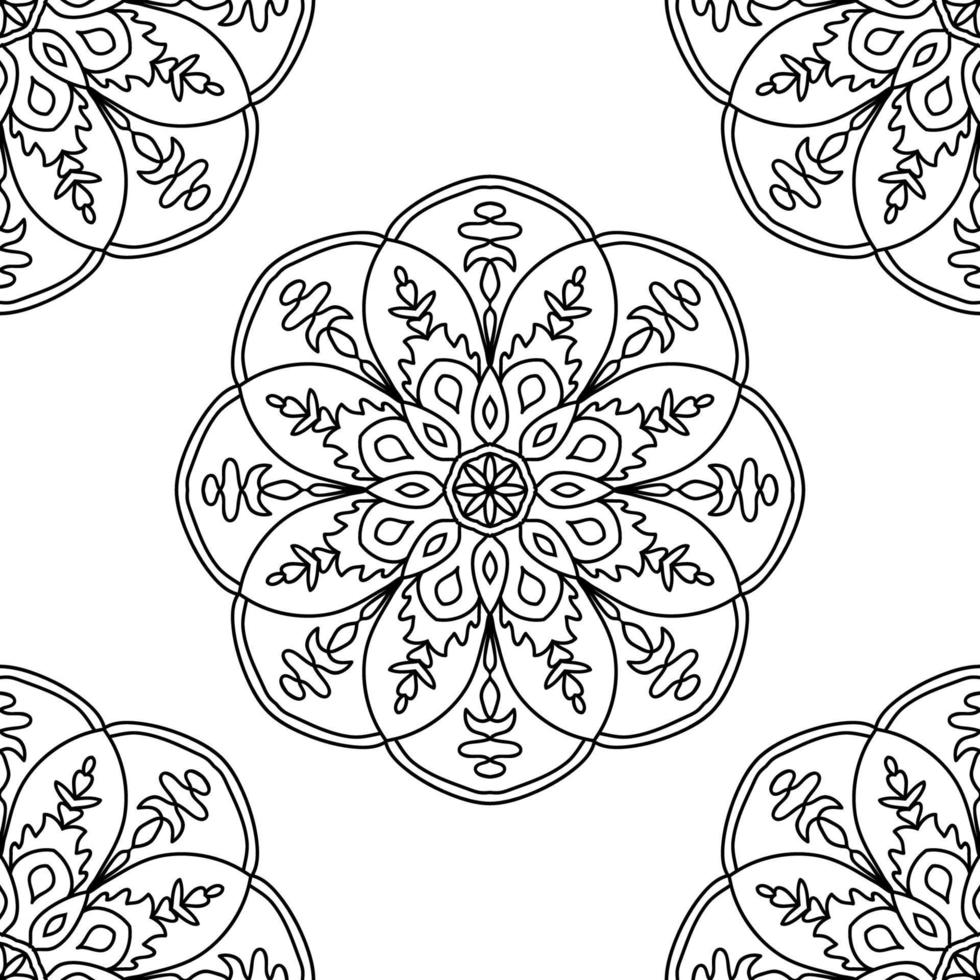 fantasie naadloos patroon met decoratieve mandala. abstracte ronde doodle bloem achtergrond. bloemen geometrische cirkel. vectorillustratie. vector