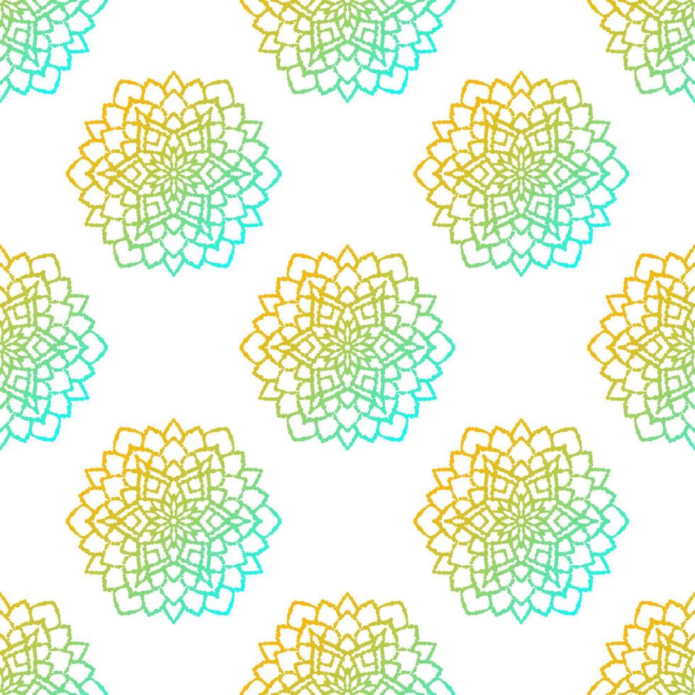 fantasie gradiënt naadloos patroon met decoratieve mandala. abstracte ronde doodle bloem achtergrond. bloemen geometrische cirkel. vector