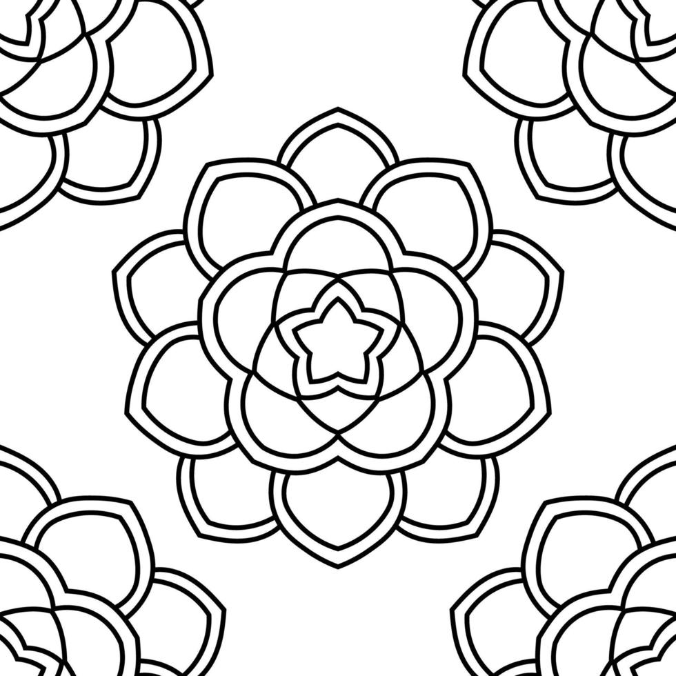 fantasie naadloos patroon met decoratieve mandala. abstracte ronde doodle bloem achtergrond. bloemen geometrische cirkel. vectorillustratie. vector