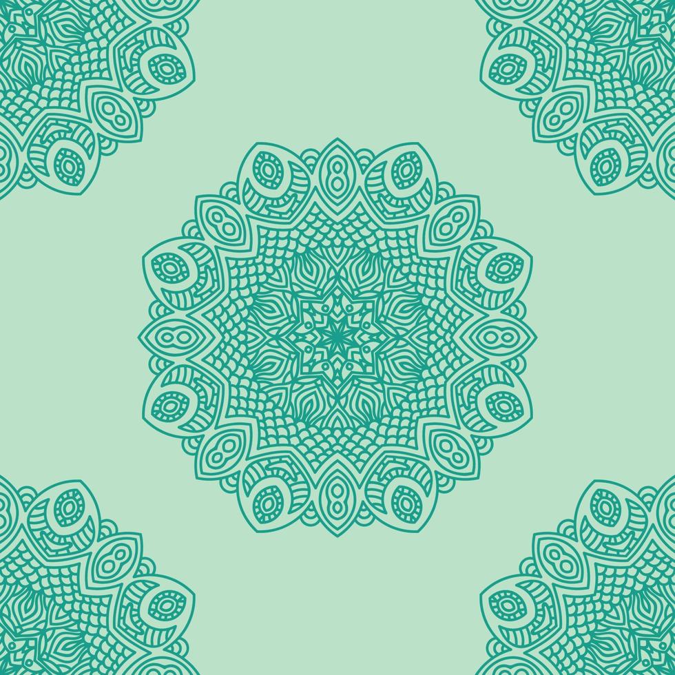 fantasie mint naadloze patroon met decoratieve mandala. abstracte ronde doodle bloem achtergrond. bloemen geometrische cirkel. vector