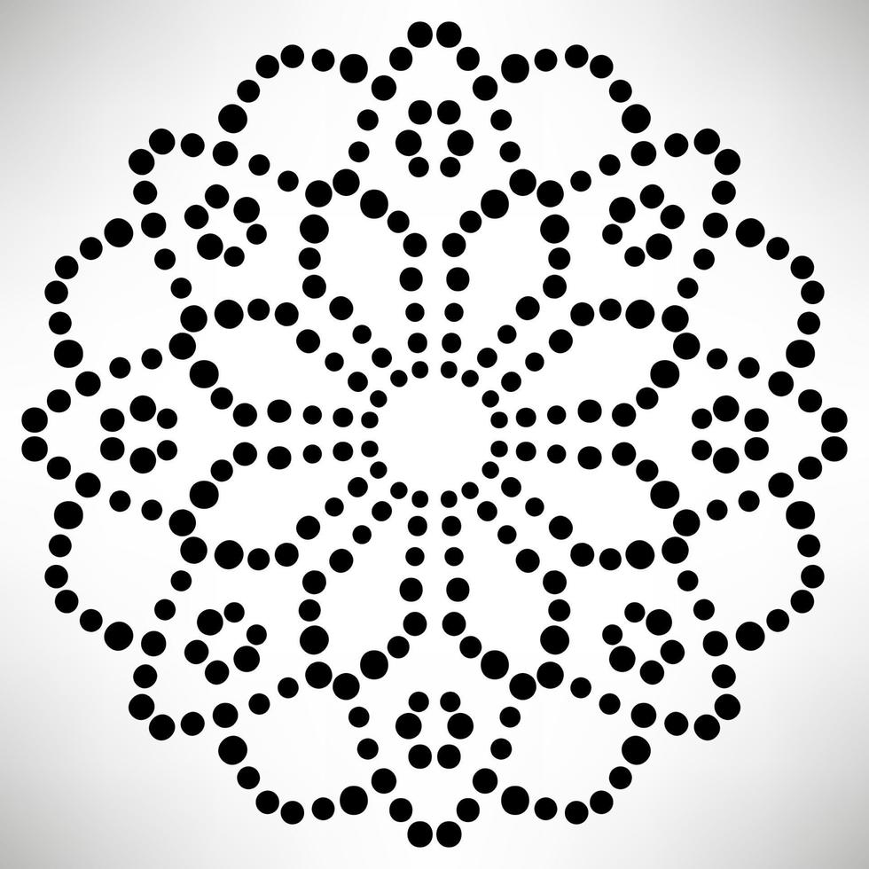 gestippelde bloemenmandala. decoratief element. sier ronde doodle geïsoleerd op een witte achtergrond. geometrische cirkel element. vector