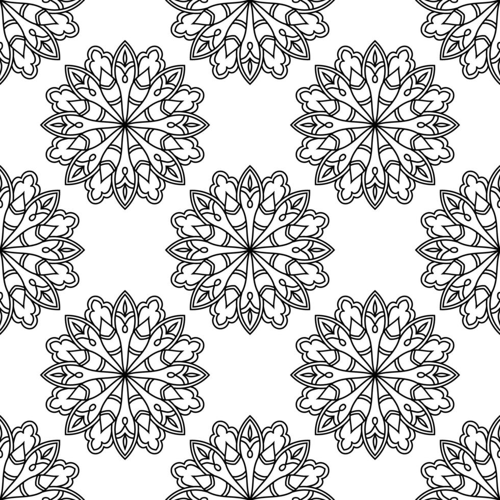 fantasie naadloos patroon met decoratieve mandala. abstracte ronde doodle bloem achtergrond. bloemen geometrische cirkel. vector