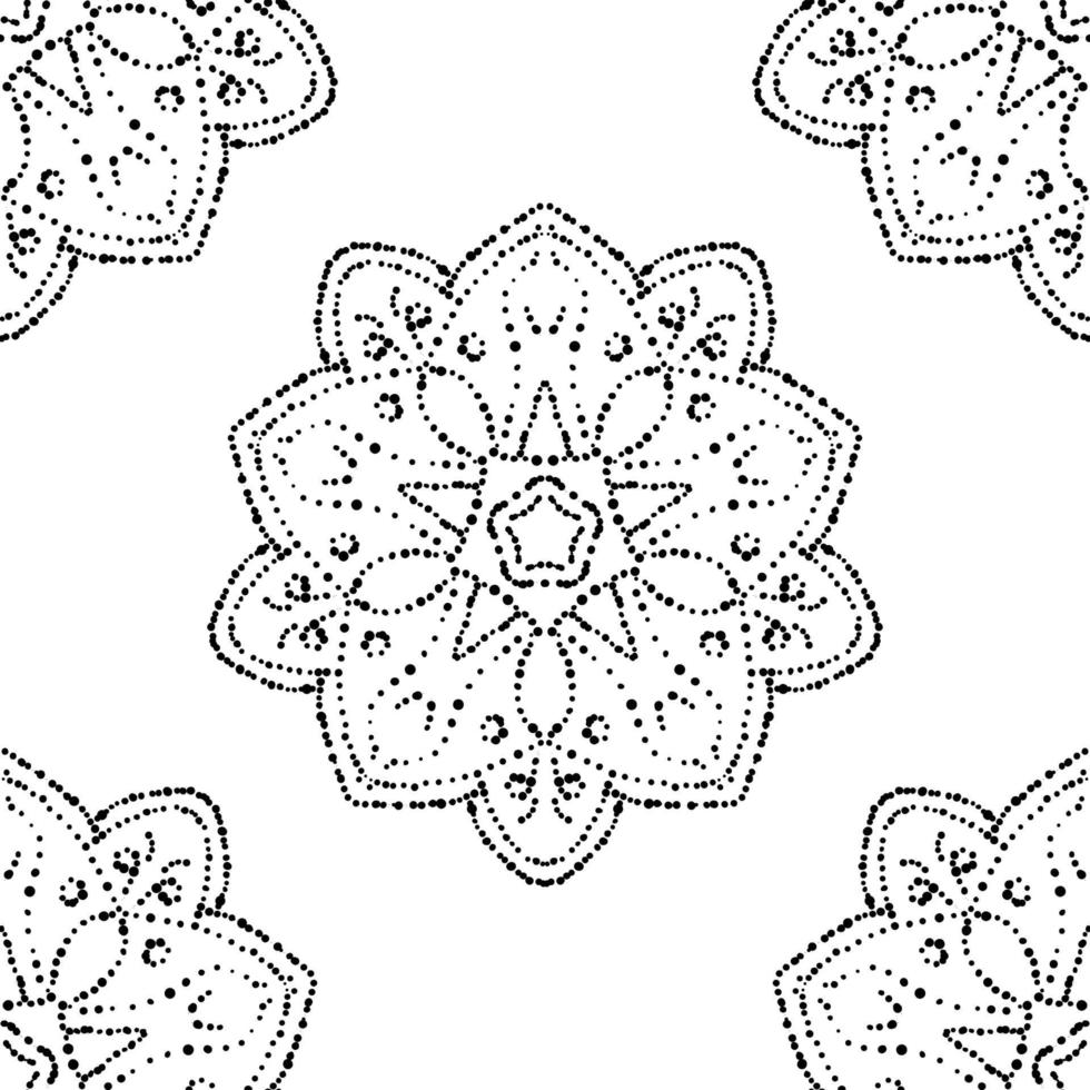 fantasie naadloos halftoonpatroon met decoratieve mandala. abstracte ronde gestippelde doodle bloem achtergrond. bloemen geometrische cirkel. vectorillustratie. vector