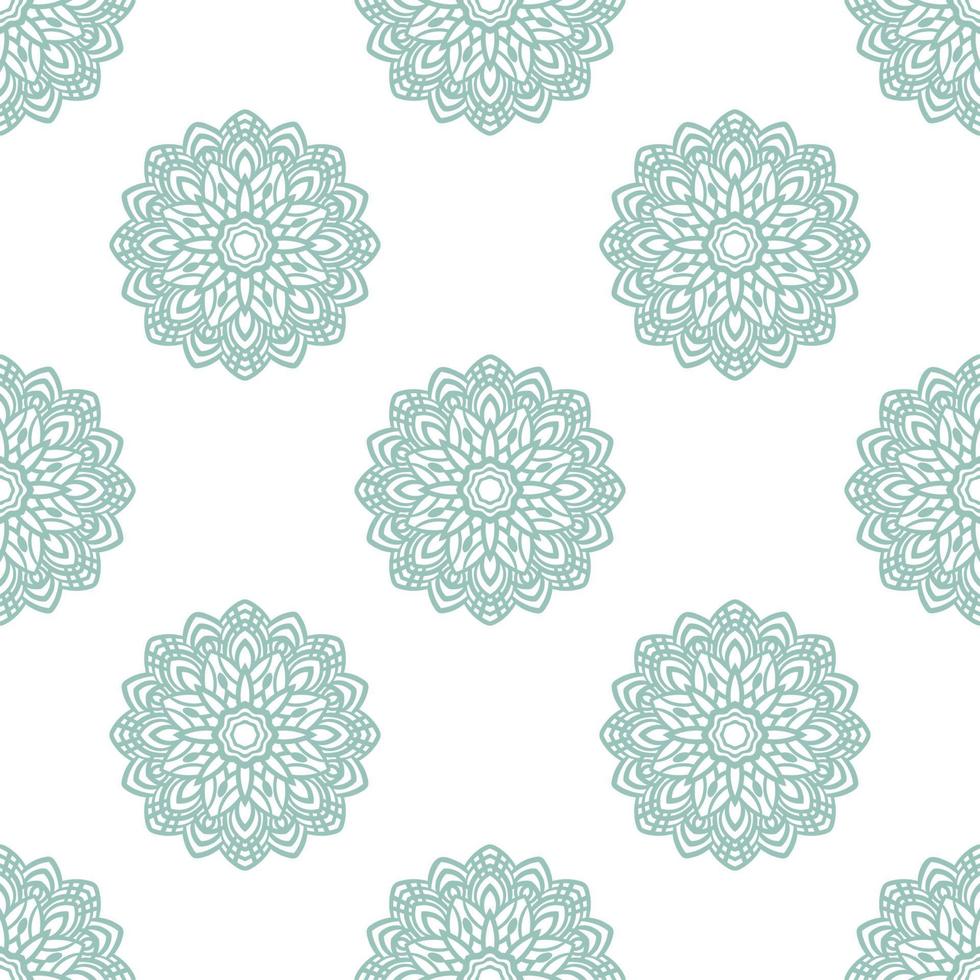 fantasie mint naadloze patroon met decoratieve mandala. abstracte ronde doodle bloem achtergrond. bloemen geometrische cirkel. vector