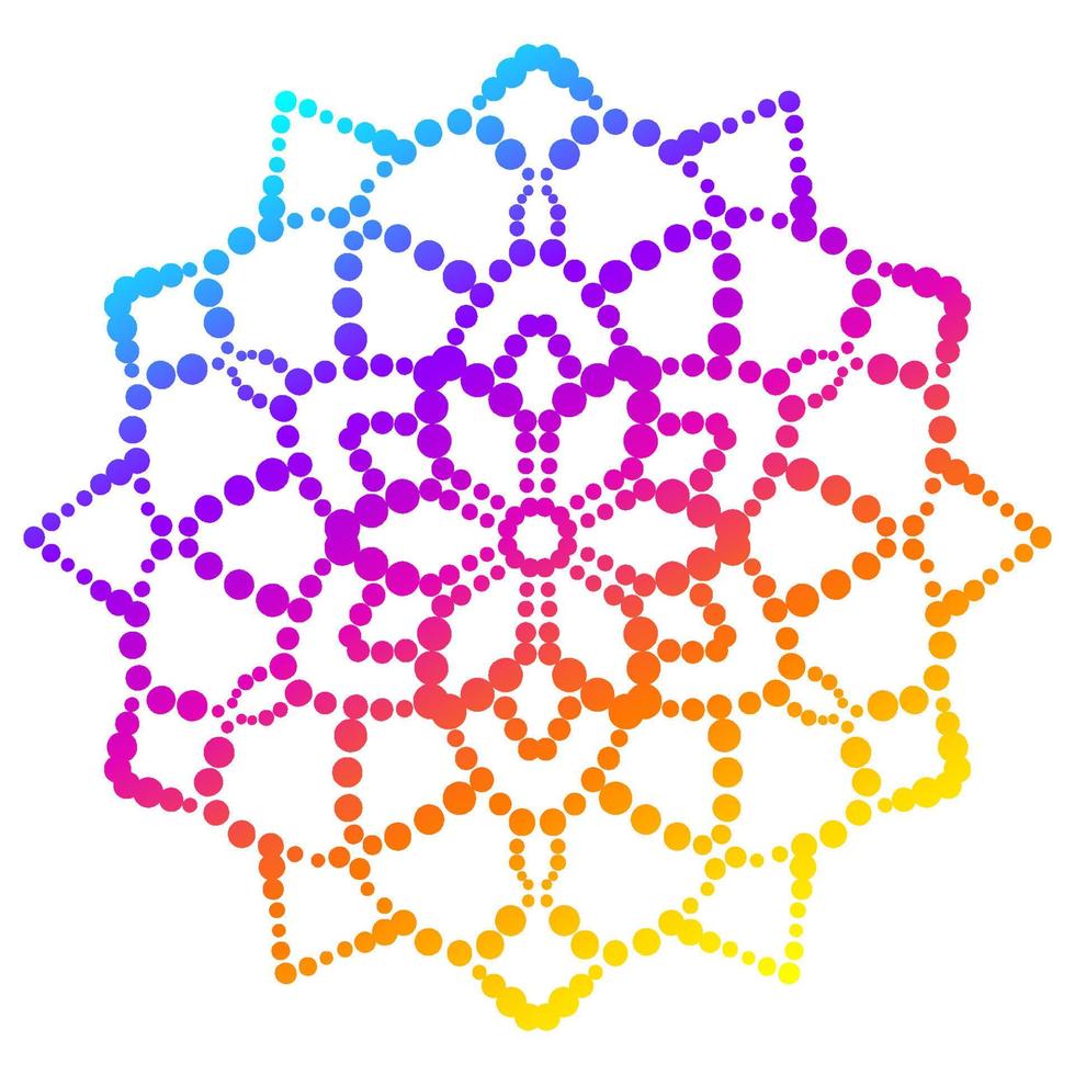 gestippelde bloemenmandala. decoratief element. sier ronde doodle geïsoleerd op een witte achtergrond. geometrische cirkel element. vector