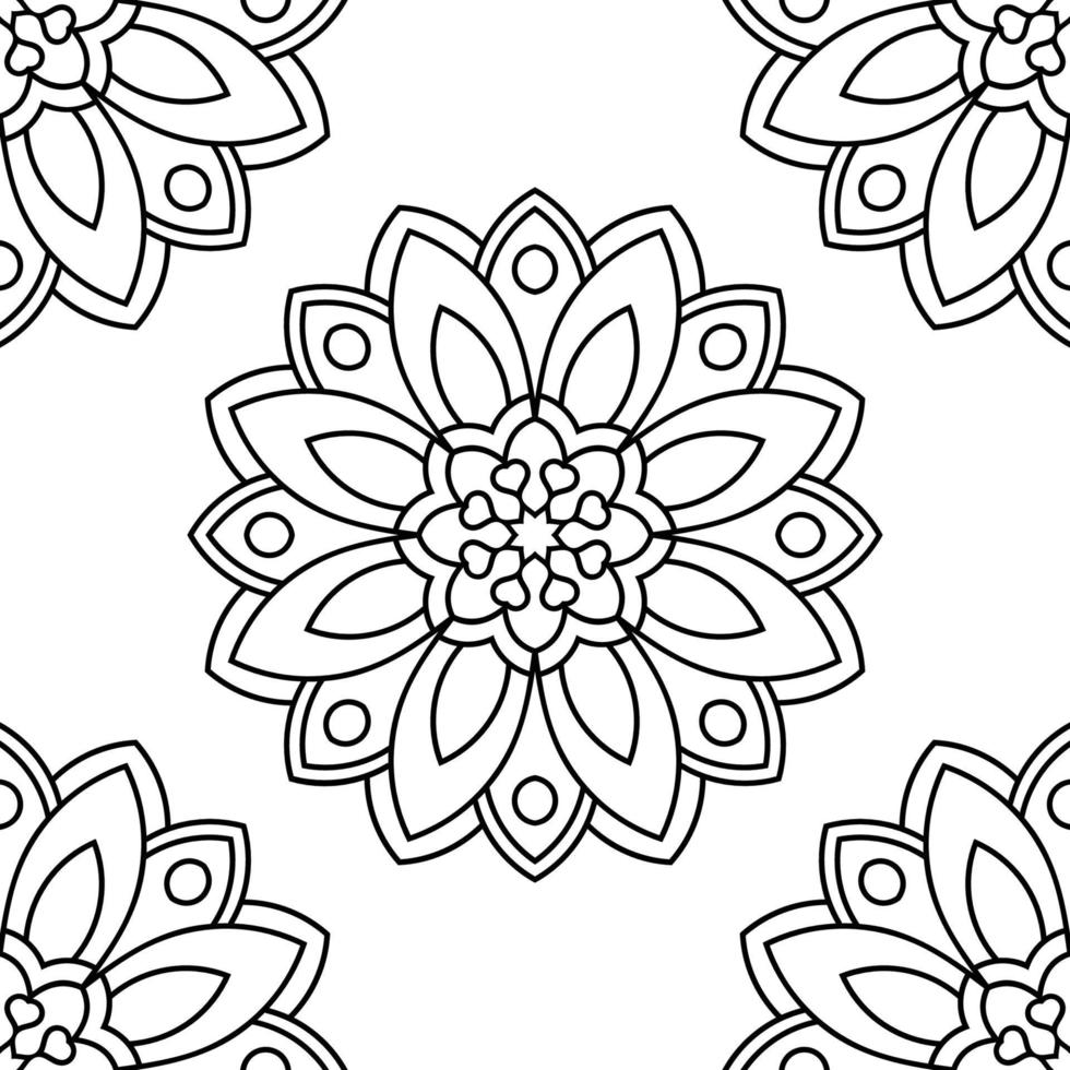 fantasie naadloos patroon met decoratieve mandala. abstracte ronde doodle bloem achtergrond. bloemen geometrische cirkel. vector