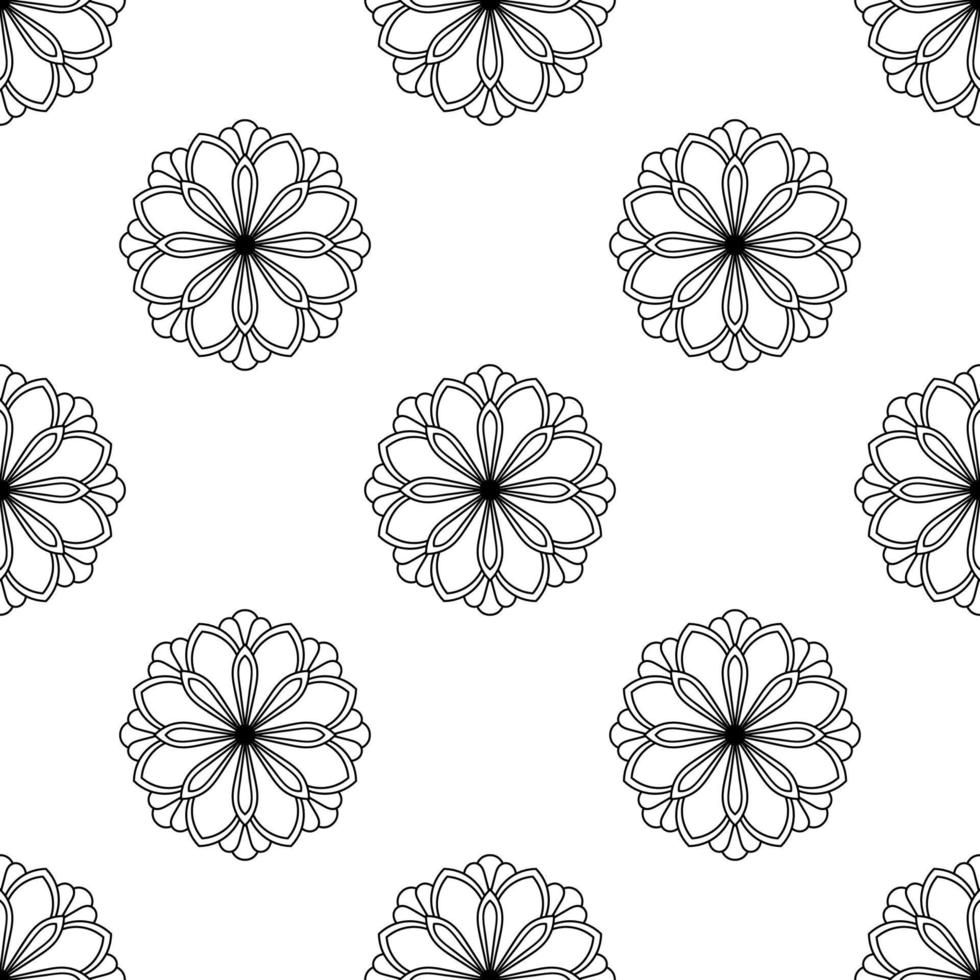 fantasie naadloos patroon met decoratieve mandala. abstracte ronde doodle bloem achtergrond. bloemen geometrische cirkel. vector