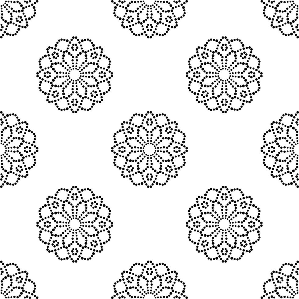 abstracte gestippelde naadloze patroon met mandala bloem. mozaïek, tegel. bloemen achtergrond. vector