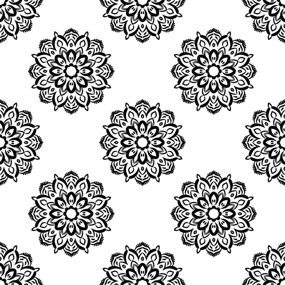 fantasie naadloos patroon met decoratieve mandala. abstracte ronde doodle bloem achtergrond. bloemen geometrische cirkel. vectorillustratie. vector