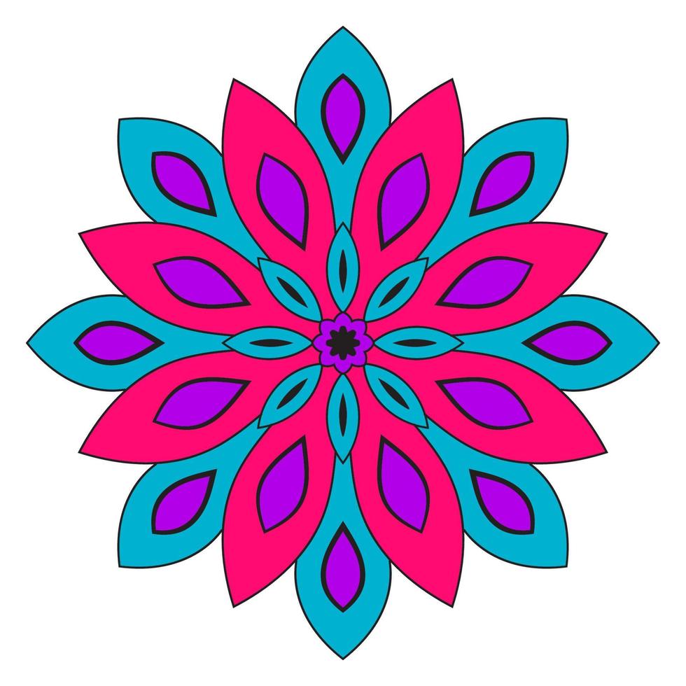 leuke kleurrijke mandala. sier ronde doodle bloem geïsoleerd op een witte achtergrond. geometrische decoratieve sieraad in etnische oosterse stijl. vector