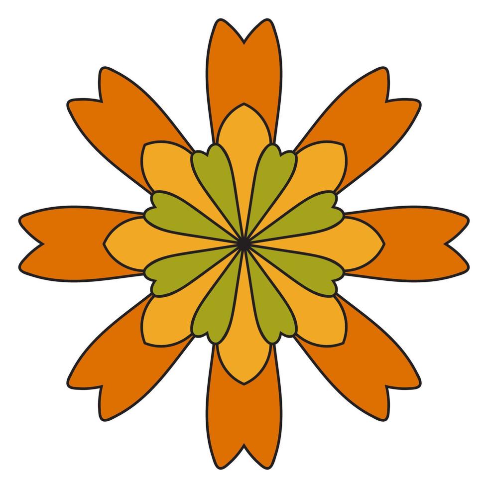 leuke kleurrijke mandala. sier ronde doodle bloem geïsoleerd op een witte achtergrond. geometrische decoratieve sieraad in etnische oosterse stijl. vector